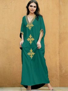 Djellaba marocaine verte pour un style élégant