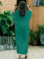 Mode artisanale : djellaba verte Lina, confort et style