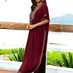 Djellaba violette en tissu léger, style marocain traditionnel