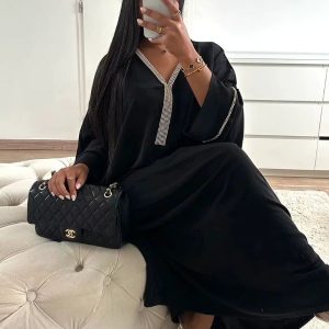 Djellaba marocaine Zahira en tissu traditionnel