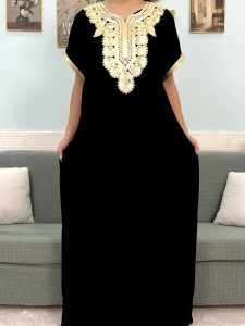 Djellaba noire femme en coton, style élégant et confortable