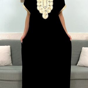 Djellaba noire femme en coton, style élégant et confortable