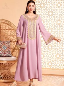 Djellaba femme Aïd en couleur rose