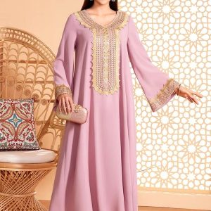 Djellaba femme Aïd en couleur rose