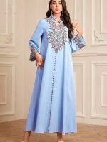 Djellaba femme bleu clair élégante et légère