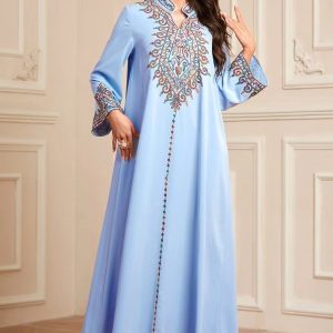 Djellaba femme bleu clair élégante et légère