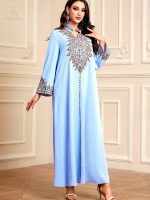 Djellaba stylée pour femme, couleur bleu doux