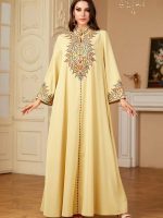 Djellaba femme jaune royal élégante et moderne