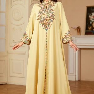 Djellaba femme jaune royal élégante et moderne