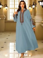 Djellaba femme marocaine bleu, style traditionnel