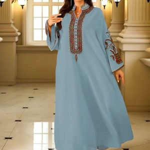 Djellaba femme marocaine bleu, style traditionnel