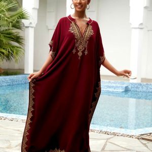 Djellaba rouge femme marocaine "Mariam" élégante et traditionnelle