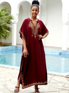 Vêtement d'hiver marocain, djellaba rouge pour femme