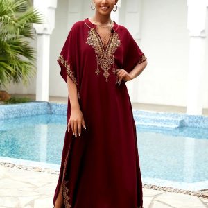 Vêtement d'hiver marocain, djellaba rouge pour femme