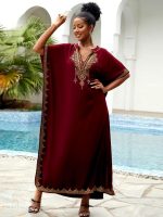 Style marocain, djellaba rouge "Mariam" pour toutes occasions