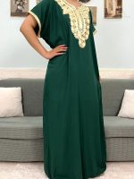 Robuste djellaba en coton pour femme, coloris vert