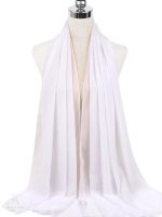 Hijab en mousseline blanc nacré élégant et léger