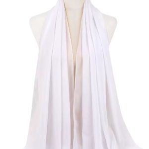 Hijab en mousseline blanc nacré élégant et léger