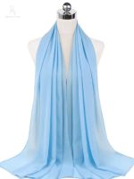 Hijab en mousseline bleu azur