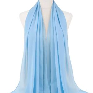 Hijab en mousseline bleu azur