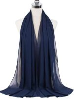 Hijab en mousseline bleu marine élégant et léger