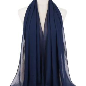 Hijab en mousseline bleu marine élégant et léger