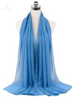Hijab en mousseline bleu océan