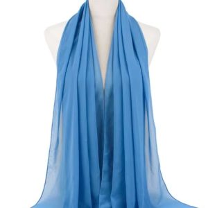 Hijab en mousseline bleu océan