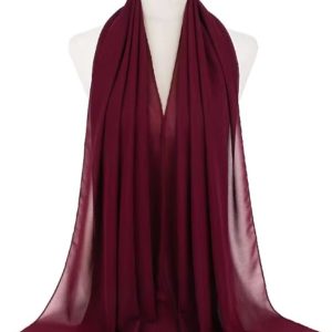 Hijab en mousseline bordeaux élégant et léger