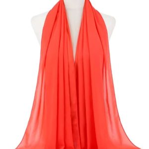 Hijab mousseline corail léger et élégant