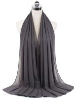 Hijab en mousseline gris anthracite