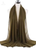 Hijab en mousseline marron olive