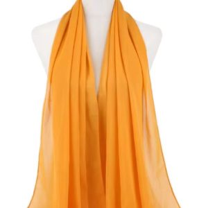 Hijab en mousseline de couleur or élégant et léger