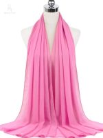 Hijab en mousseline rose bonbon