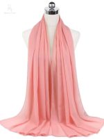 Hijab en mousseline rose corail