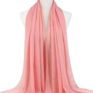 Hijab en mousseline rose corail