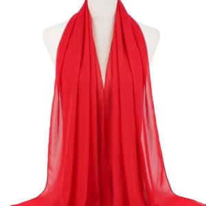 Hijab en mousseline rouge carmin