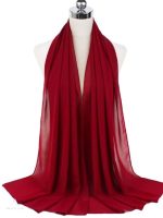 Hijab en mousseline rouge grenat