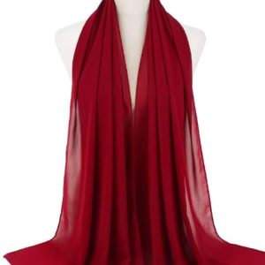 Hijab en mousseline rouge grenat