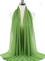 Hijab en mousseline vert olive élégant et léger