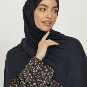 Accessoire hijab en jersey de couleur bleu marine