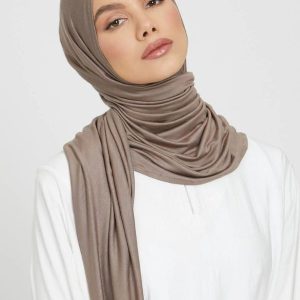 Hijab premium en jersey couleur café