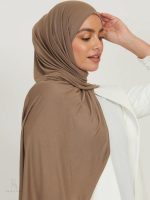 Hijab jersey doux couleur Café au Lait pour un look élégant