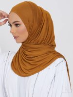 Hijab premium en jersey couleur caramel doré