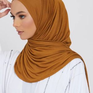 Hijab premium en jersey couleur caramel doré