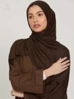 Hijab jersey premium marron foncé
