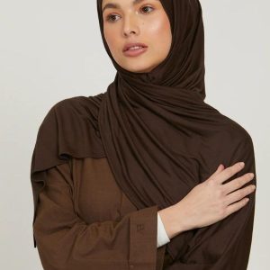Hijab jersey premium marron foncé