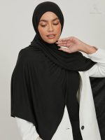 Hijab noir en jersey, style élégant et confortable