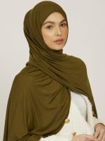 Hijab Jersey Premium Olive, tissu doux et léger