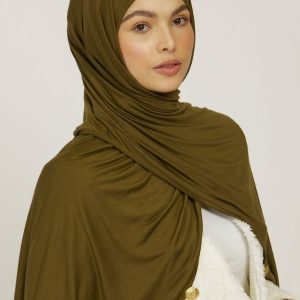 Hijab Jersey Premium Olive, tissu doux et léger